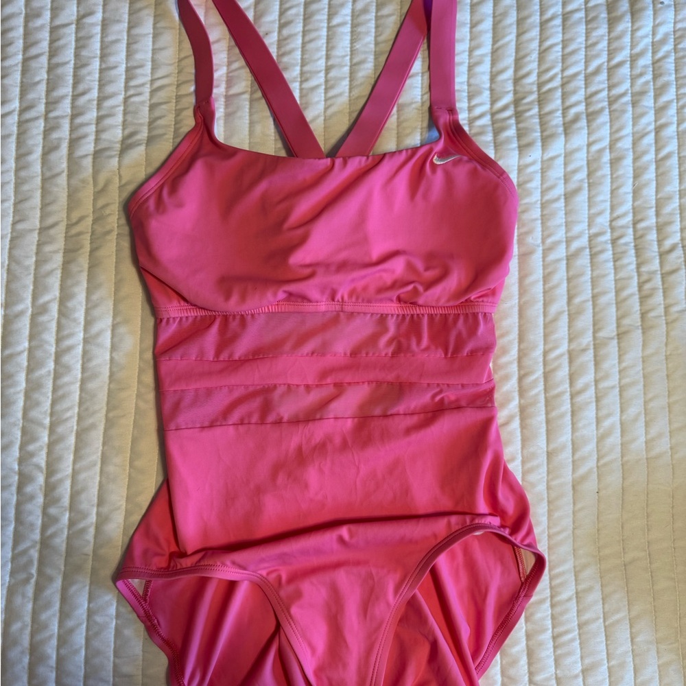 Nike Hot Pink Women's One-Piece Swimsuit with Crossback Straps